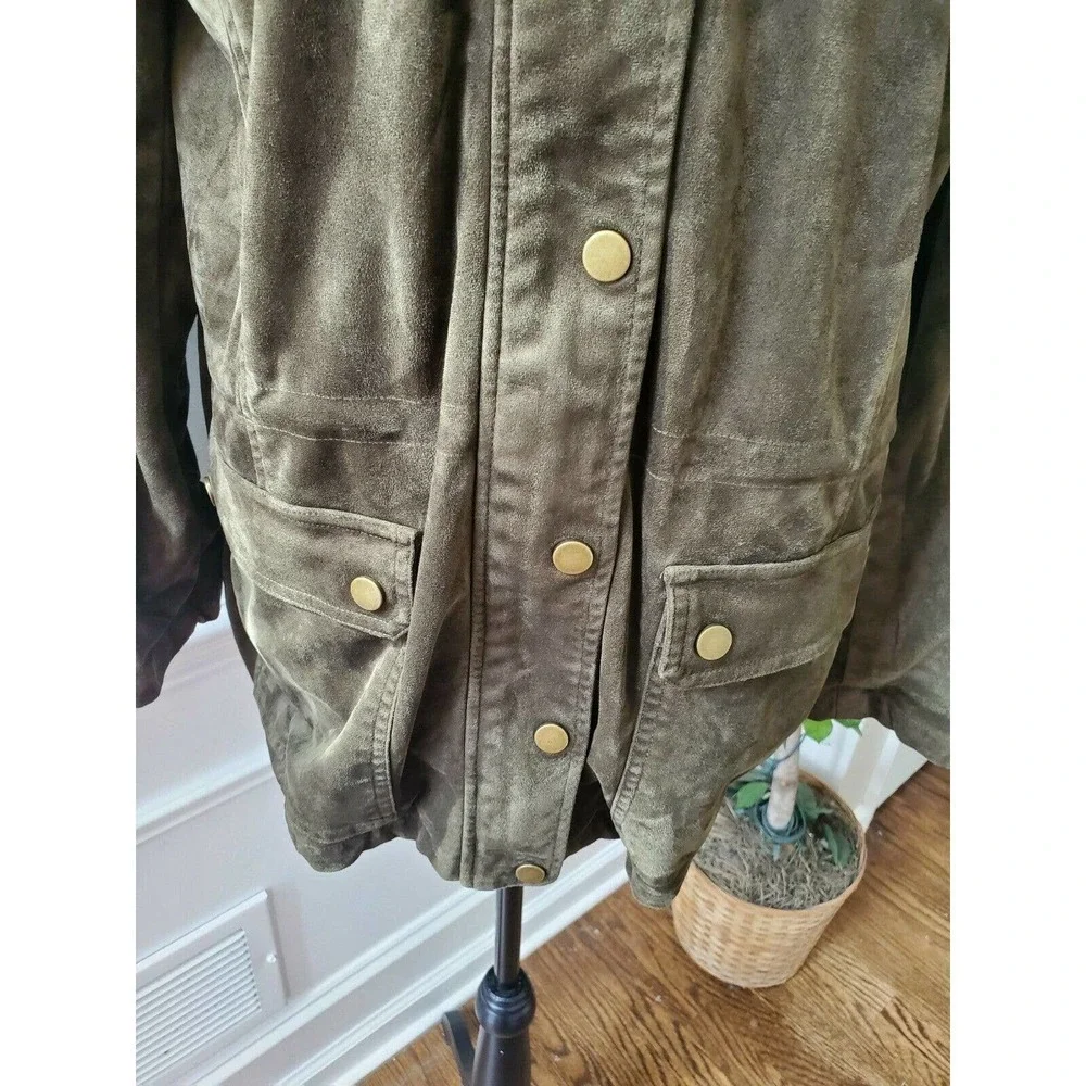 Linea Women Green Polyester Long Sleeve High Neck Full Zip Front Casual Jacket M - Picture 5 of 11